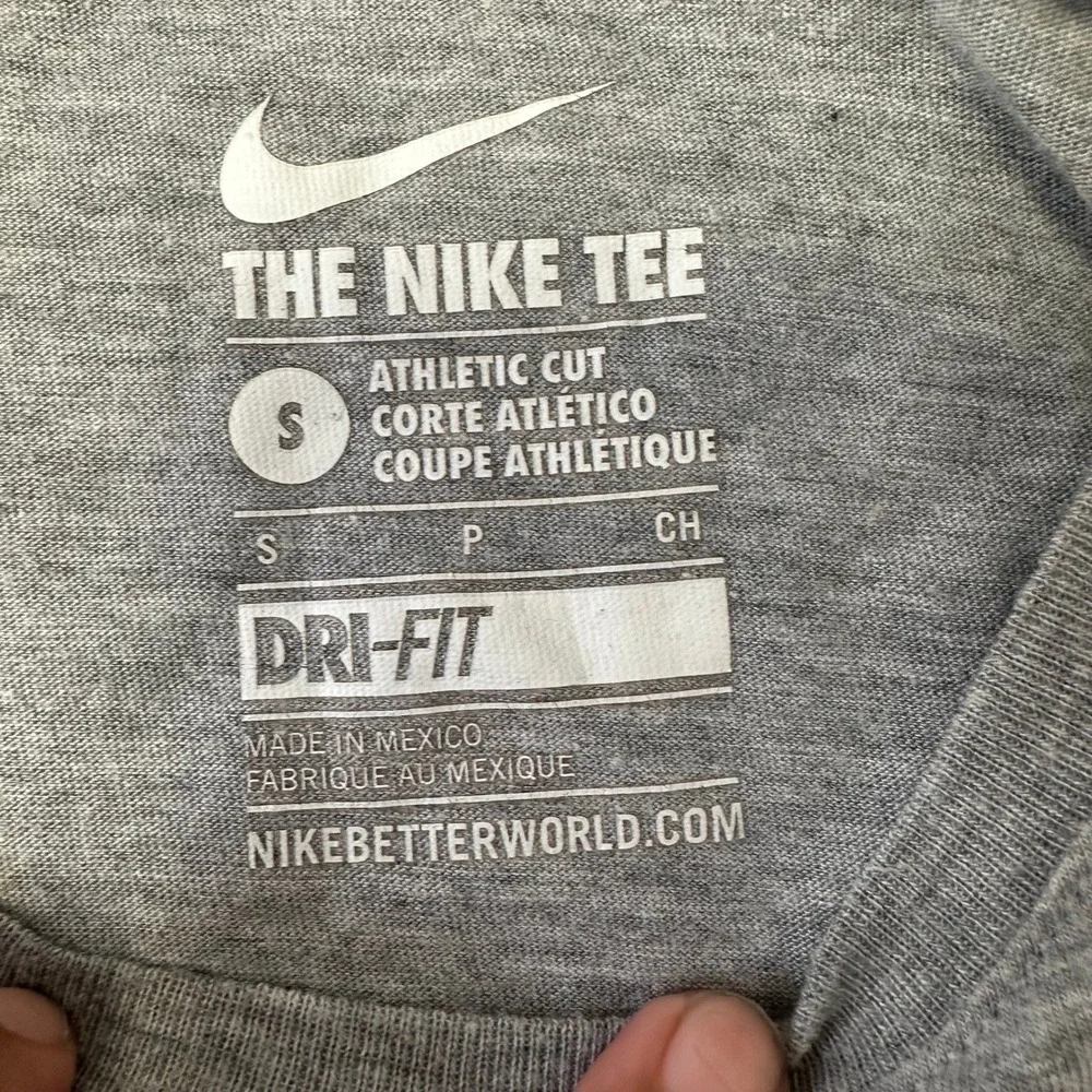 Nike T-Shirt Womens Size S Gray Dri-Fit Viscose Blend Just Do It Athletic Tee